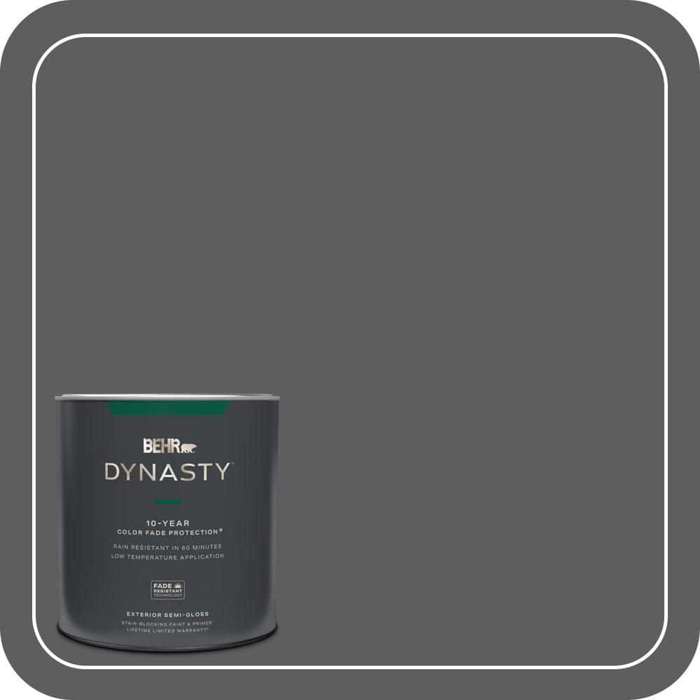 BEHR DYNASTY 1 qt. #N520-6 Asphalt Gray Semi-Gloss Exterior Stain-Blocking Paint & Primer