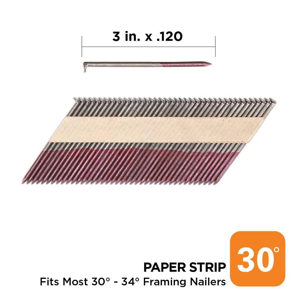 PRO-FIT 2-3/8 in. x 0.113 30-Degree Bright Finish Ring Shank Paper Tape Framing Nails (5000 -Per Box) (2)