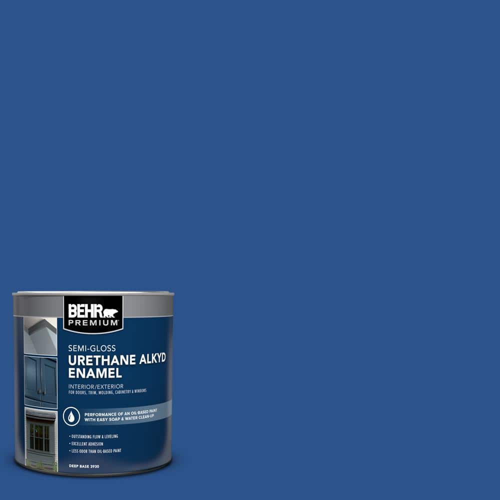 BEHR PREMIUM 1 qt. #P520-7 Flashy Sapphire Semi-Gloss Enamel Urethane Alkyd Interior/Exterior Paint (1)