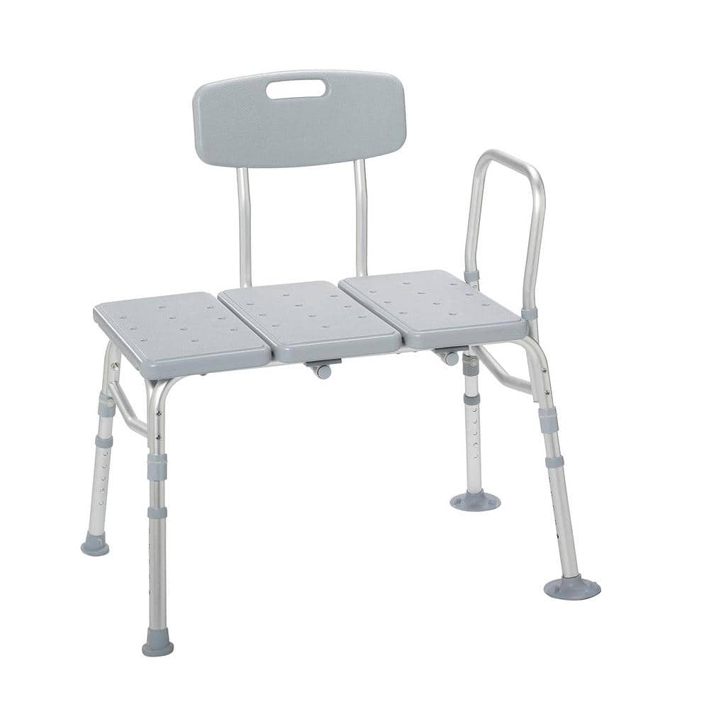 Adrinfly 32 in . Freestanding Adjustable Shower Bench for Bathtub with Backrest and Arm Support in Gray (1)