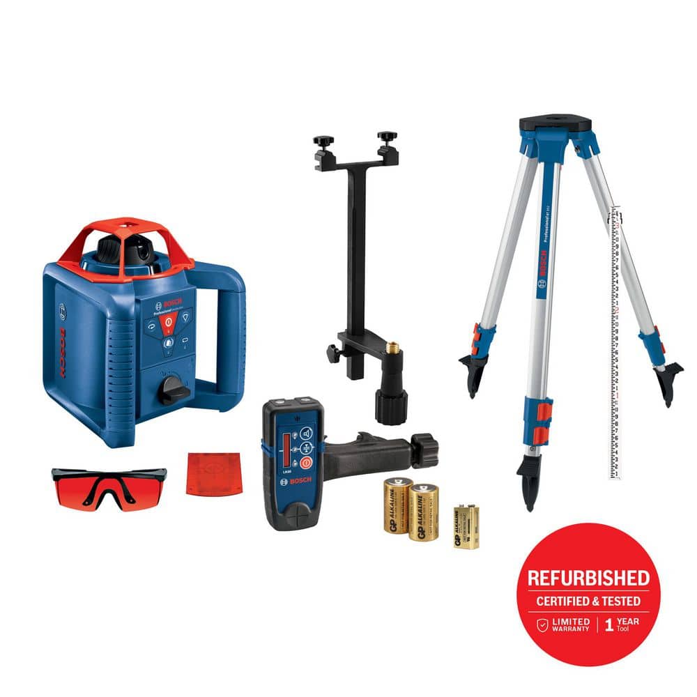 Bosch 800 ft. Rotary Laser Level Self Leveling Complete Kit with Hard Carrying Case Factory Reconditioned