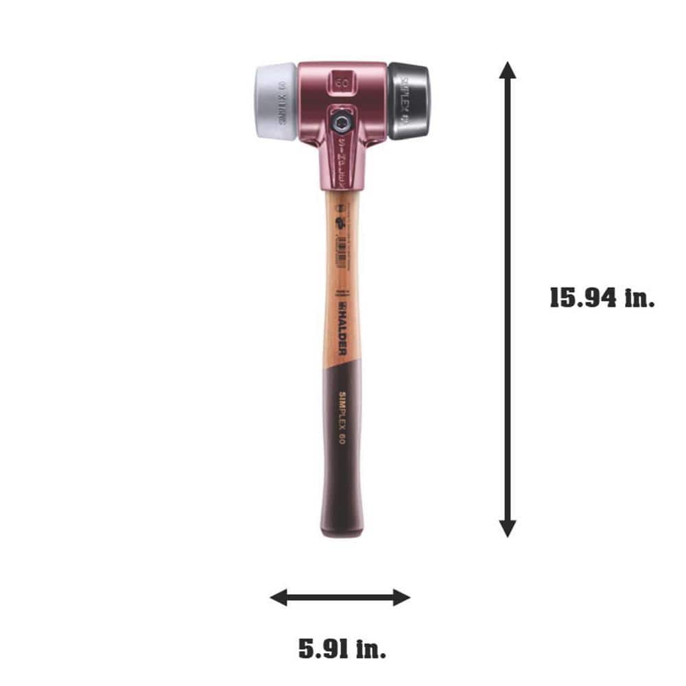 Halder 3.5 lbs. Simplex 60 Mallet with Black Rubber and Grey Rubber Non-Marring Inserts (3)