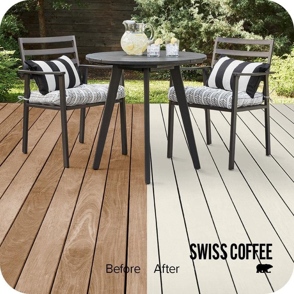 BEHR PREMIUM 1 gal. #12 Swiss Coffee Solid Color Waterproofing Exterior Wood Stain and Sealer (2)