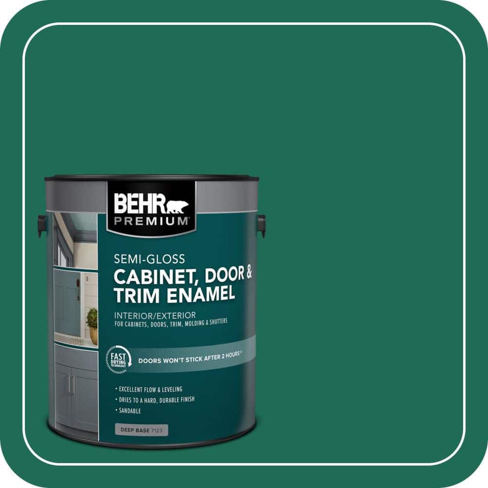 BEHR PREMIUM 1 gal. #P430-7 Sparkling Emerald Semi-Gloss Enamel Interior/Exterior Cabinet, Door & Trim Paint