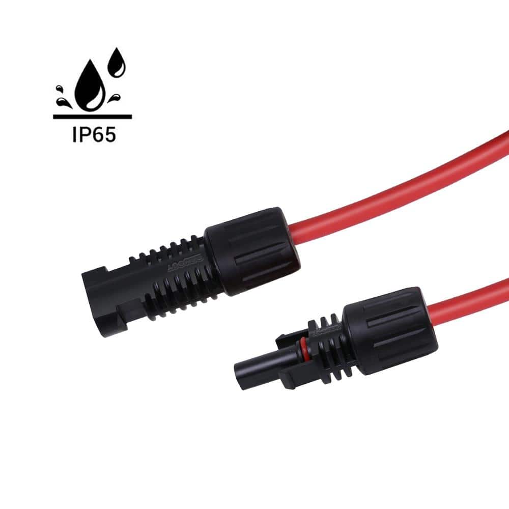 Renogy 20 ft. 10AWG Solar Panel Extension Cable with Male and Female Connectors, 20 ft. 10AWG, 1 Pair (Red and Black) (3)