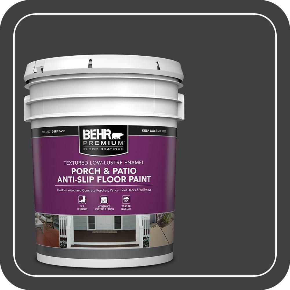 BEHR PREMIUM 5 gal. #HDC-MD-04 Totally Black Textured Low-Lustre Enamel Interior/Exterior Porch and Patio Anti-Slip Floor Paint (1)