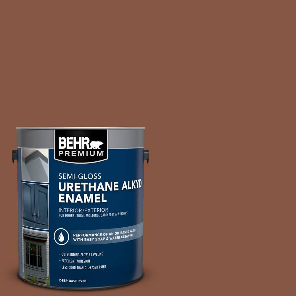 BEHR PREMIUM 1 gal. #S210-7 October Leaves Urethane Alkyd Semi-Gloss Enamel Interior/Exterior Paint (1)