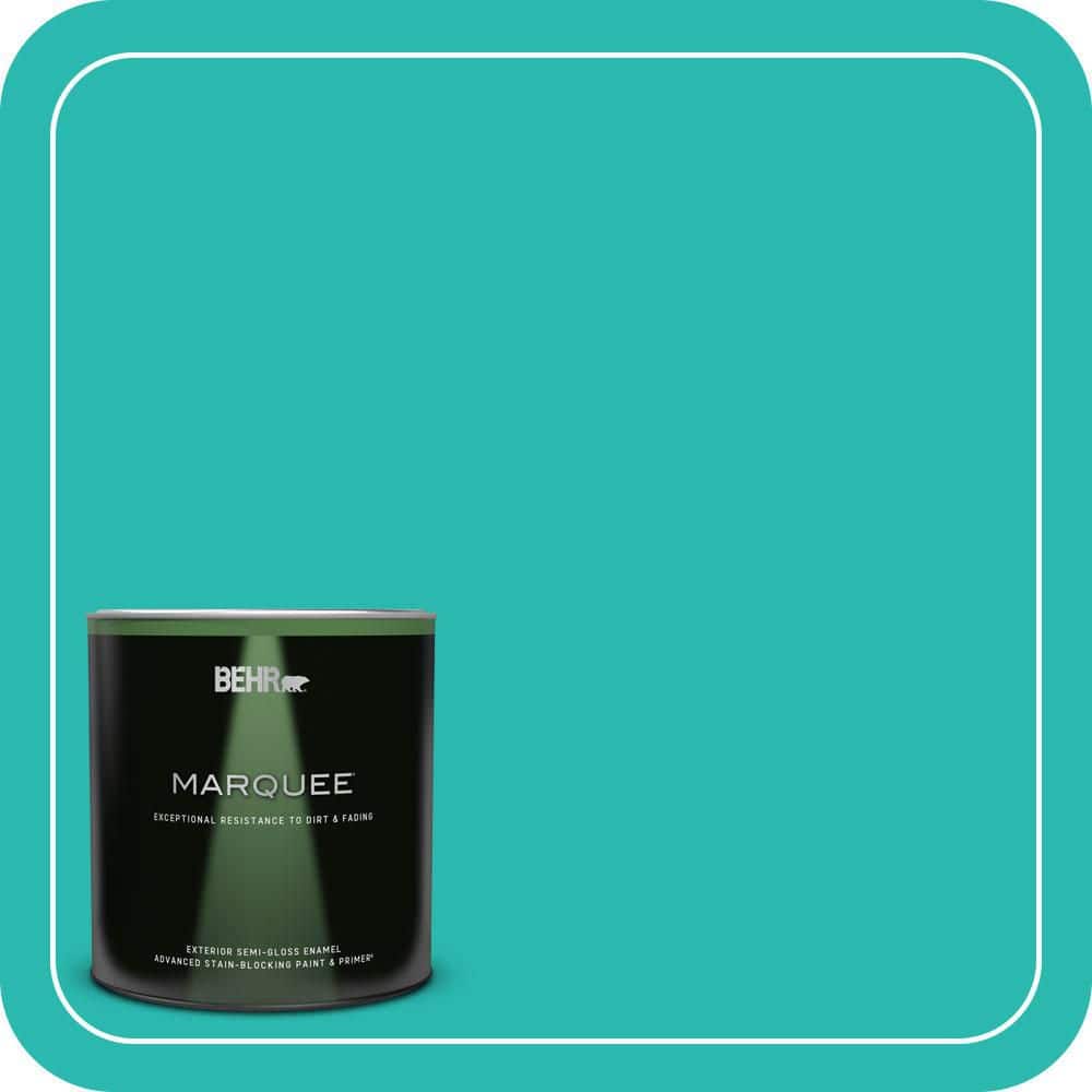 BEHR MARQUEE 1 qt. #P450-5 Island Aqua Semi-Gloss Enamel Exterior Paint & Primer