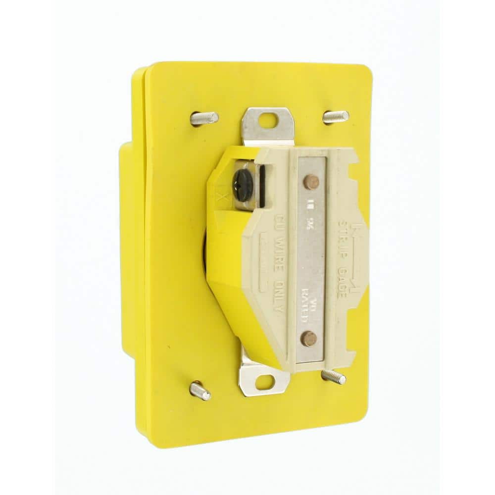 Leviton 30 Amp 250-Volt Wetguard Flush Mounting Locking Grounding Outlet with Cover, Yellow 69W48 (2)