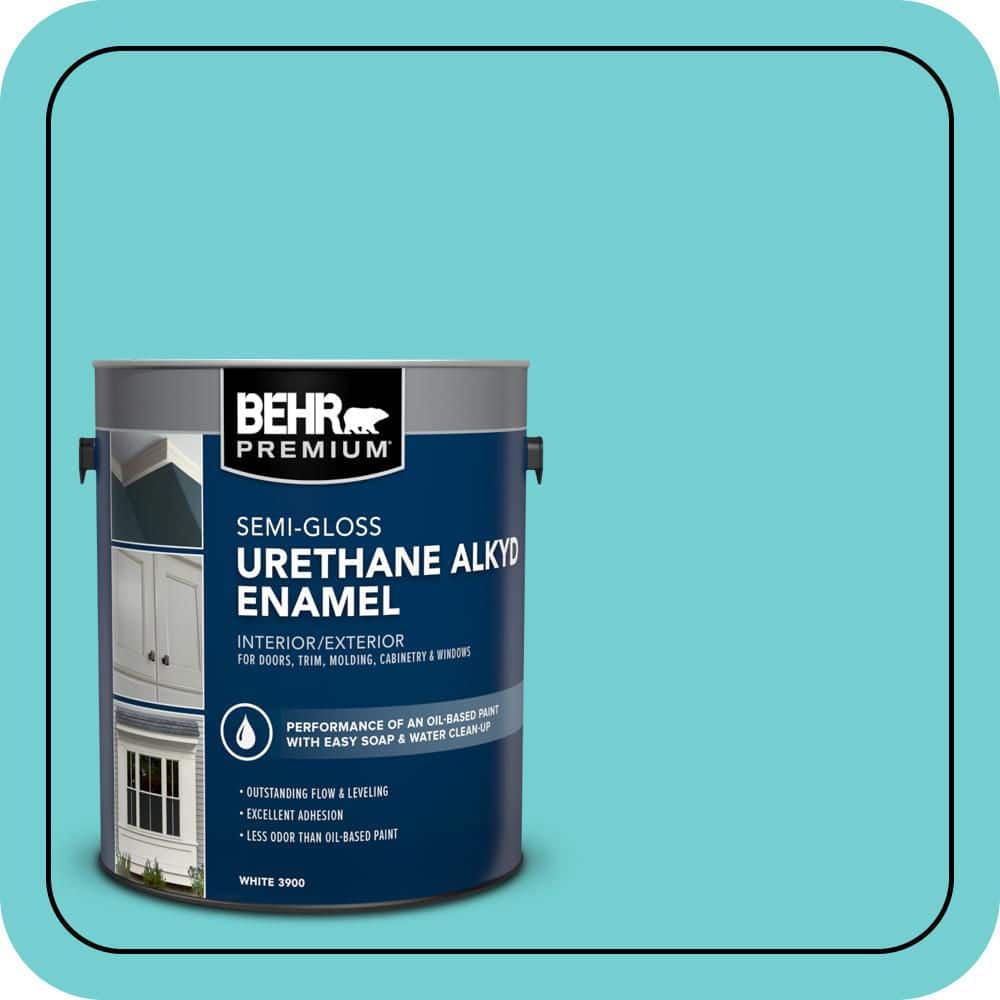 BEHR PREMIUM 1 gal. #P460-3 Soft Turquoise Urethane Alkyd Semi-Gloss Enamel Interior/Exterior Paint