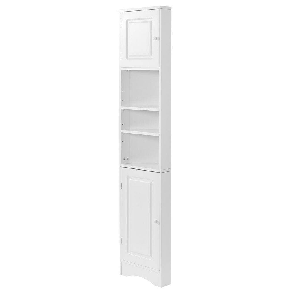 Boyel Living 9.4 in. W x 14.6 in. D x 66.9 in. H White MDF Linen Cabinet with Adjustable Shelf 2 Doors (3)