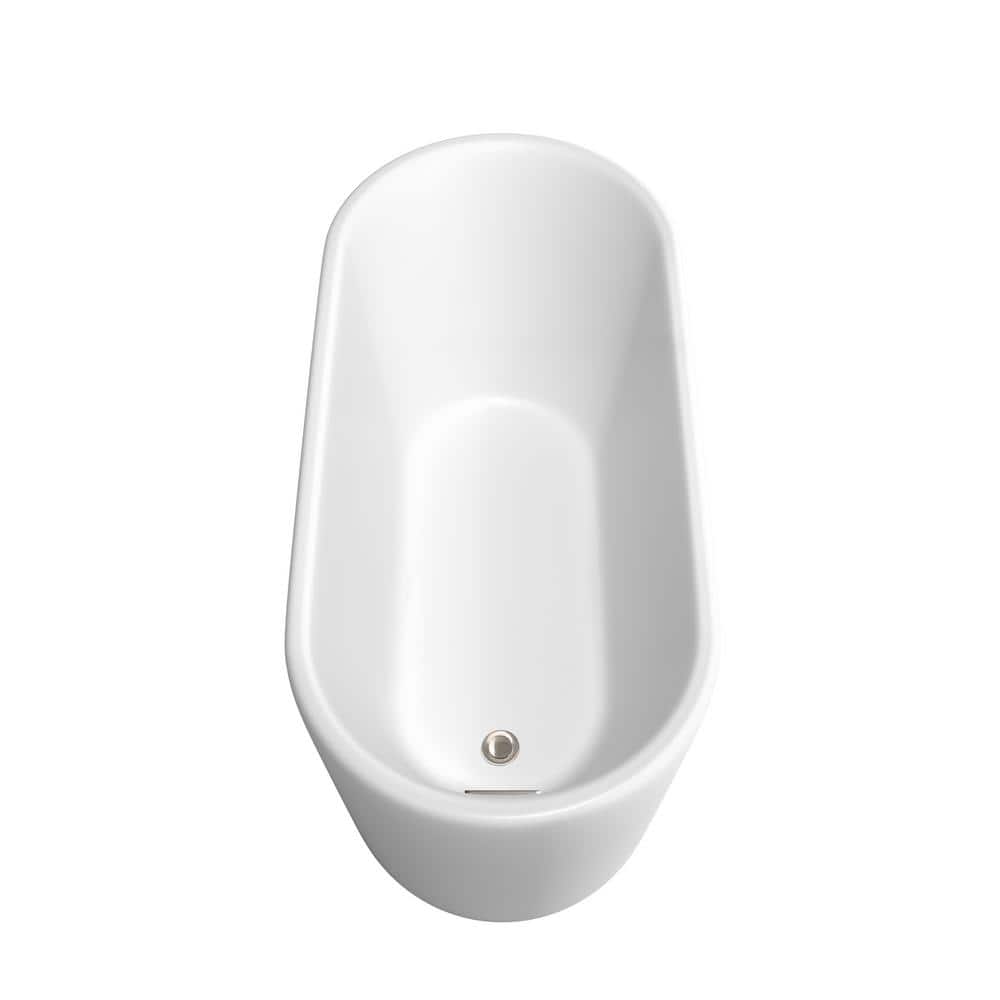 Wyndham Collection Ursula 59 in. Acrylic Flatbottom Bathtub in Matte White with Brushed Nickel Trim and Floor Mounted Faucet (3)