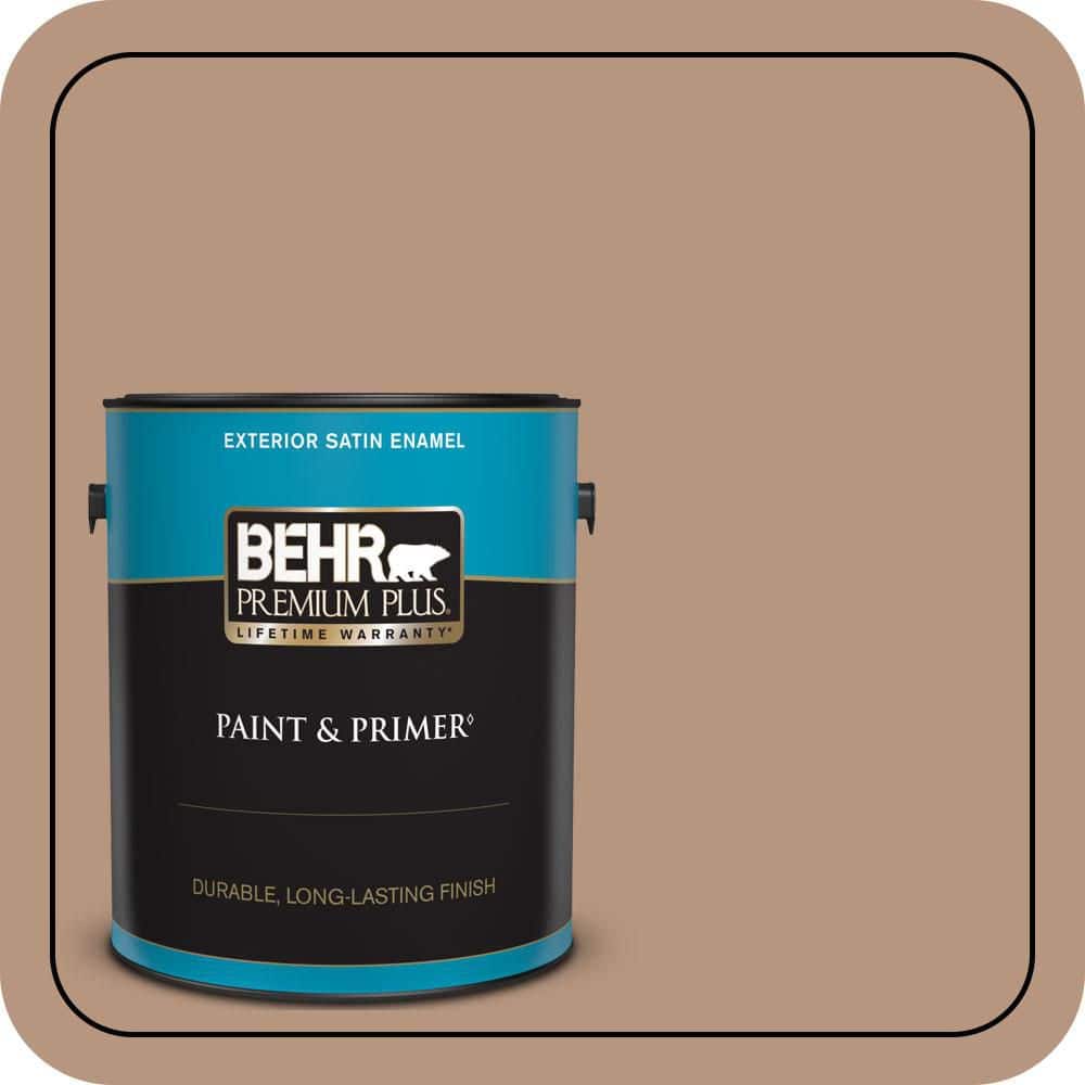 BEHR PREMIUM PLUS 1 gal. #S220-4 Potters Clay Satin Enamel Exterior Paint & Primer
