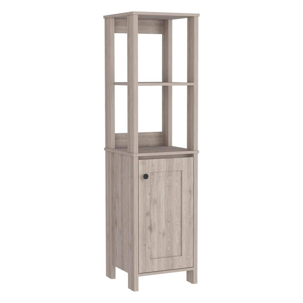 Lycvki 15.7 in. W x 15.7 in. D x 59.3 in. H Gray Wood Linen Cabinet with 2 Shelves and Door for Bathroom (1)