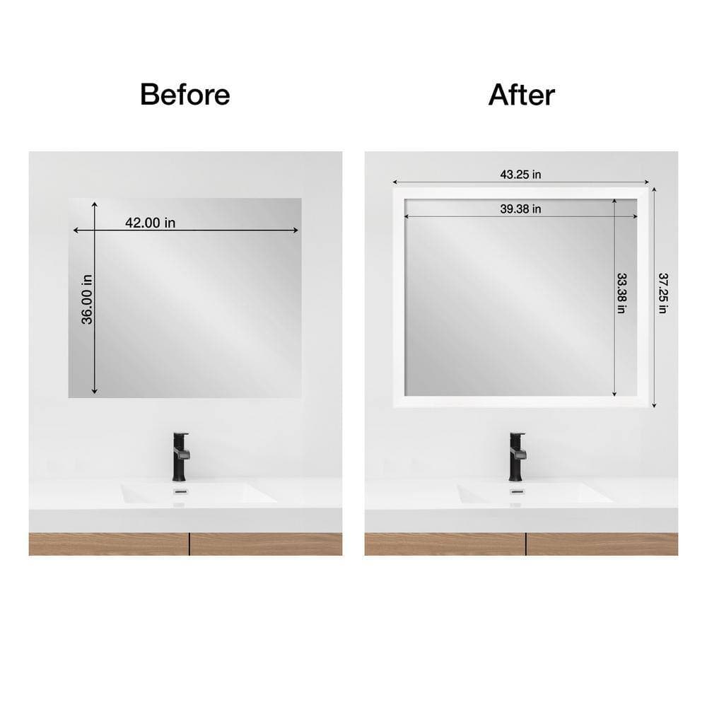 Amanti Art Mirror Makeover Cabinet White Narrow 43.25 in. W x 37.25 in. H Bathroom Mirror Frame Border Kit-Fits a 42 x 36 Mirror (2)