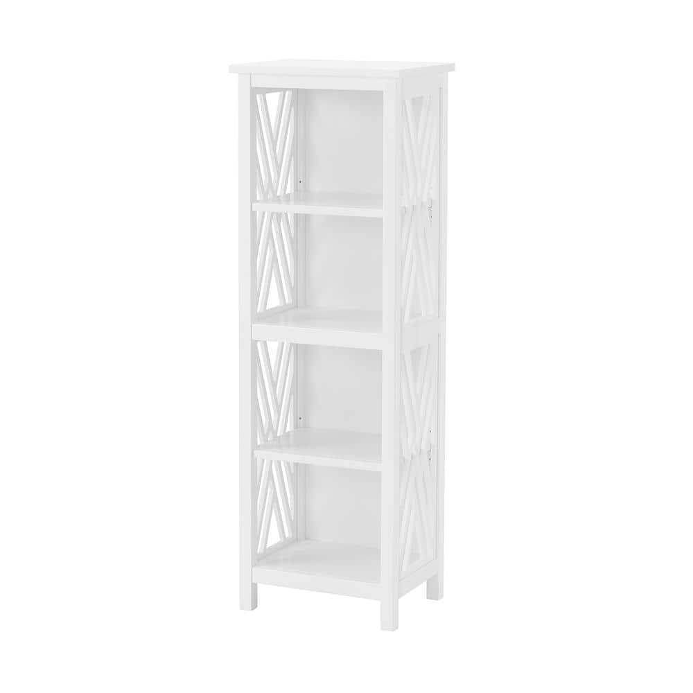 Alaterre Furniture Coventry 16 in. W x 48 in. H Free-Standing Bath Tall Storage Shelf in White (2)