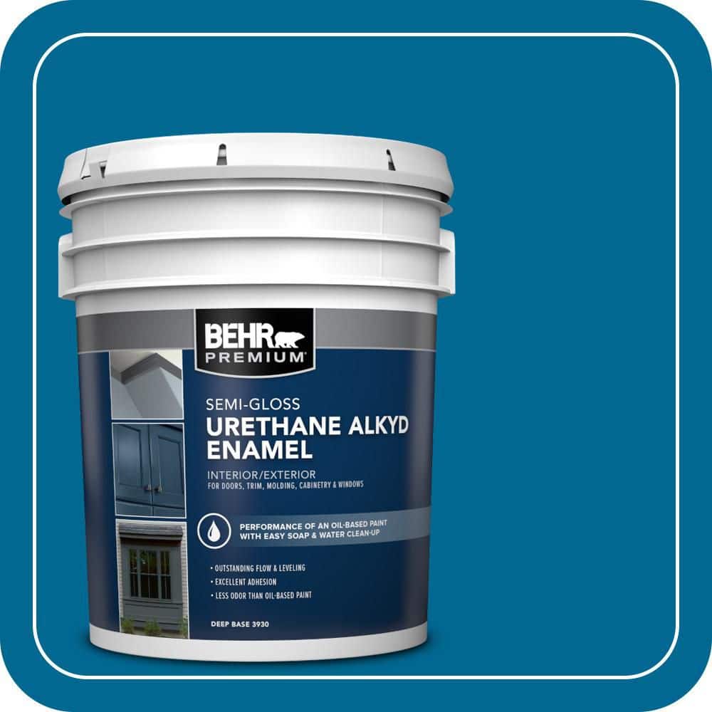 BEHR PREMIUM 5 gal. #OSHA-1 OSHA SAFETY BLUE Urethane Alkyd Semi-Gloss Enamel Interior/Exterior Paint