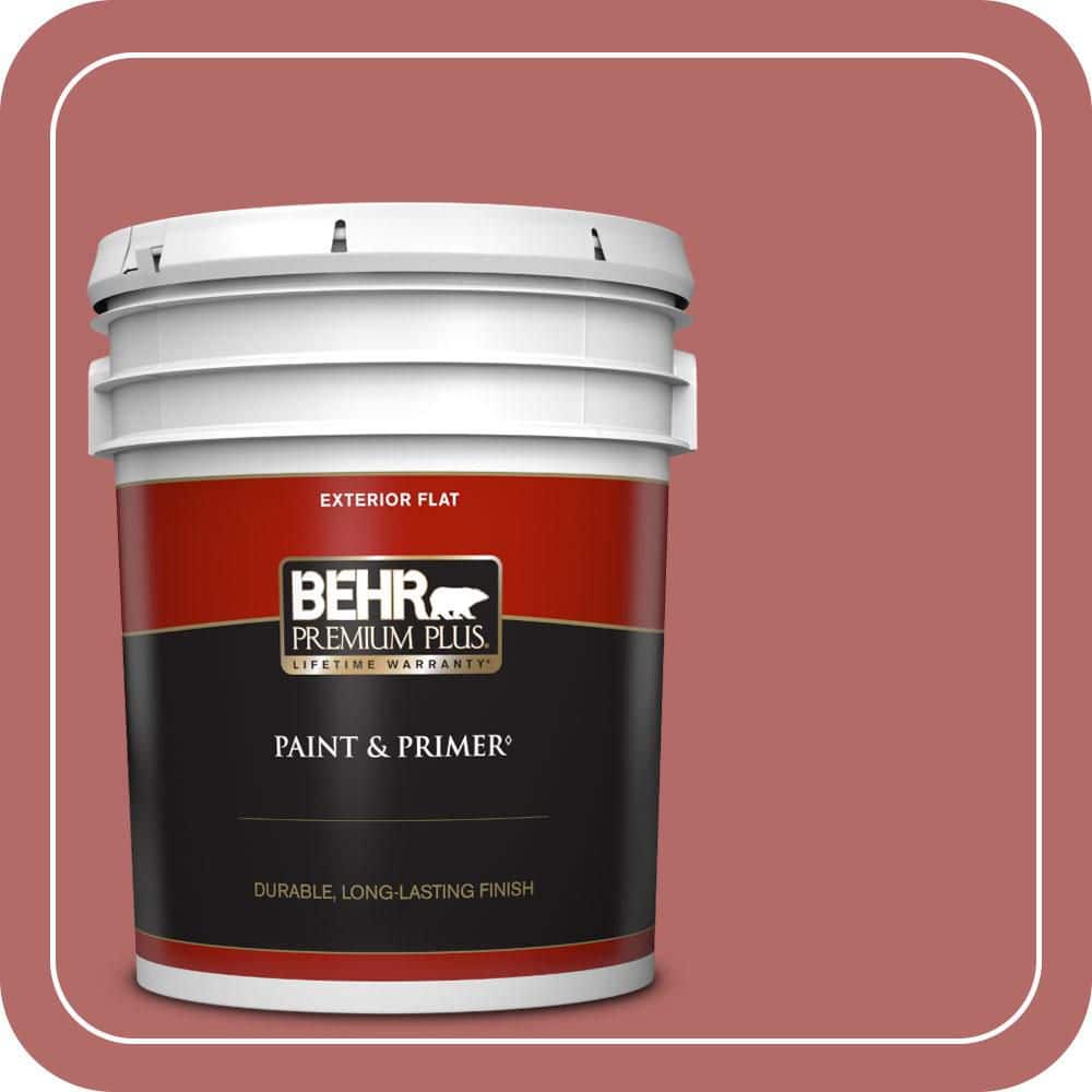 BEHR PREMIUM PLUS 5 gal. #PMD-12 Desert Rose Flat Exterior Paint & Primer