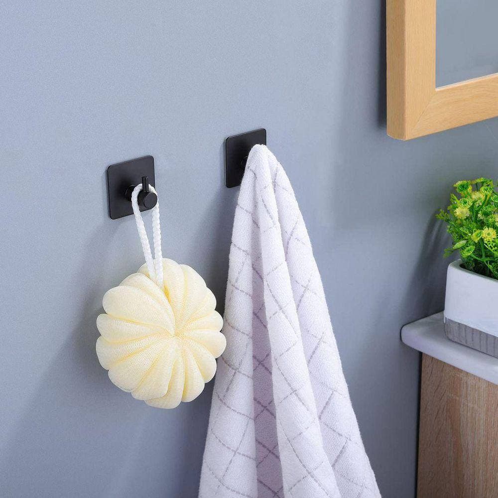 Dracelo 16 in. Hand Towel Rack Towel Hook Stick Stainless Steel Bathroom Hardware Accessory in Black (3)