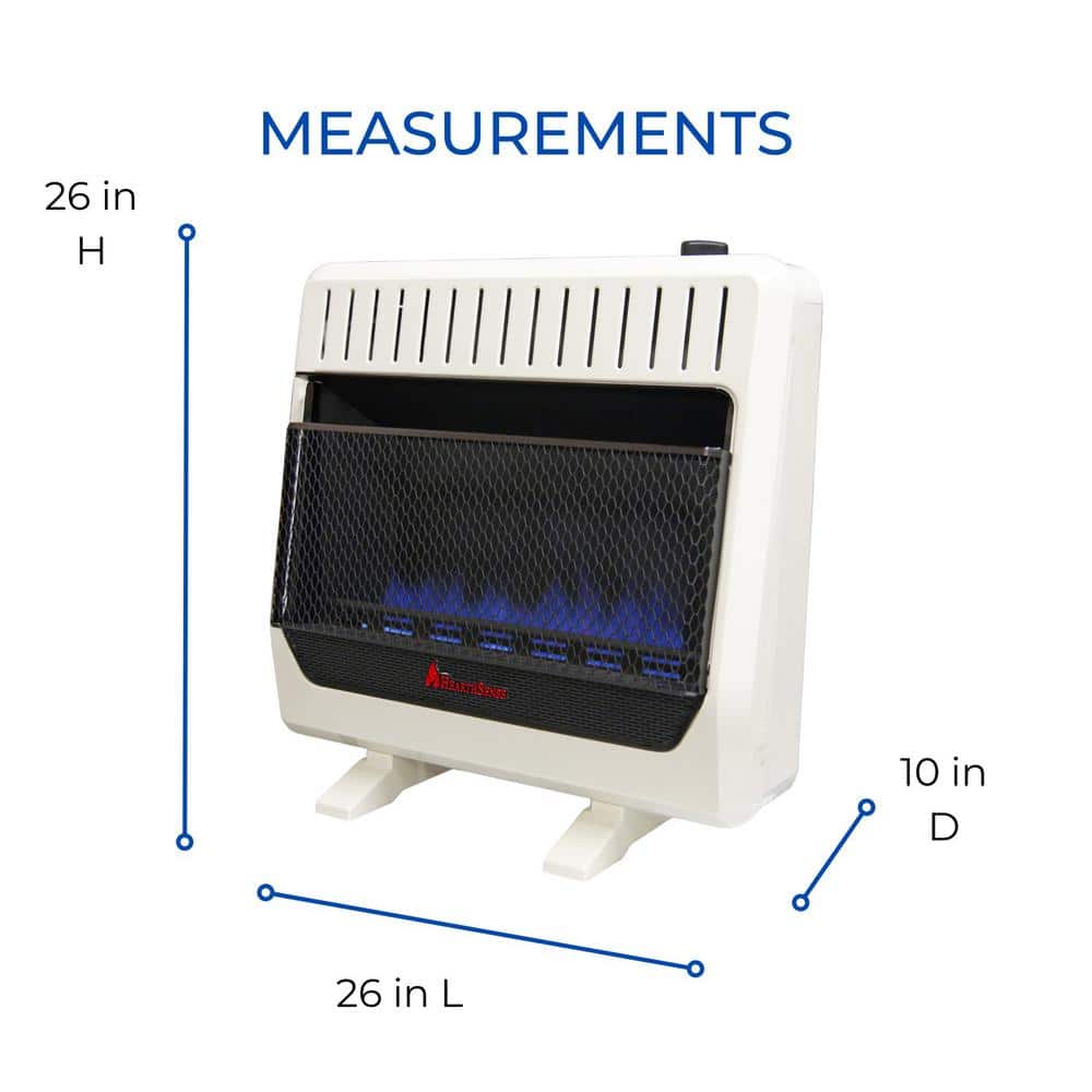 HearthSense 30,000 BTU Vent Free Dual Fuel (NG or LP) Blue Flame Heater with Base Feet - T-Stat Control (2)