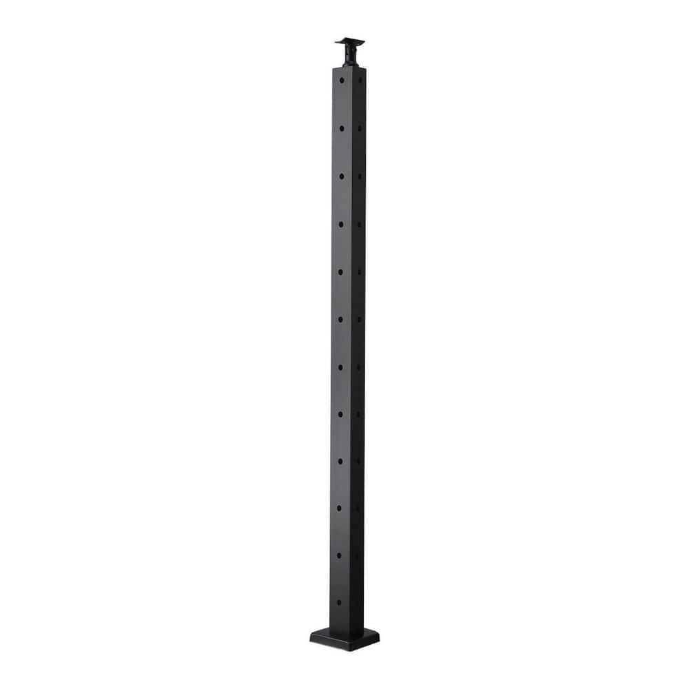 SKYSHALO Cable Railing Post 42 x 1 x 2 in. Stainless Steel Cable for Cable Railing System Black with L-Shaped Pre-Drilled Holes (1)