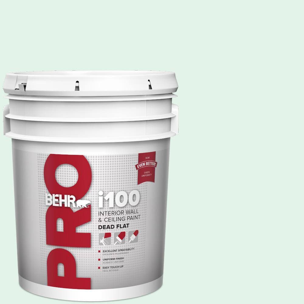 BEHR PRO 5 gal. #480C-1 Light Mint Dead Flat Interior Paint