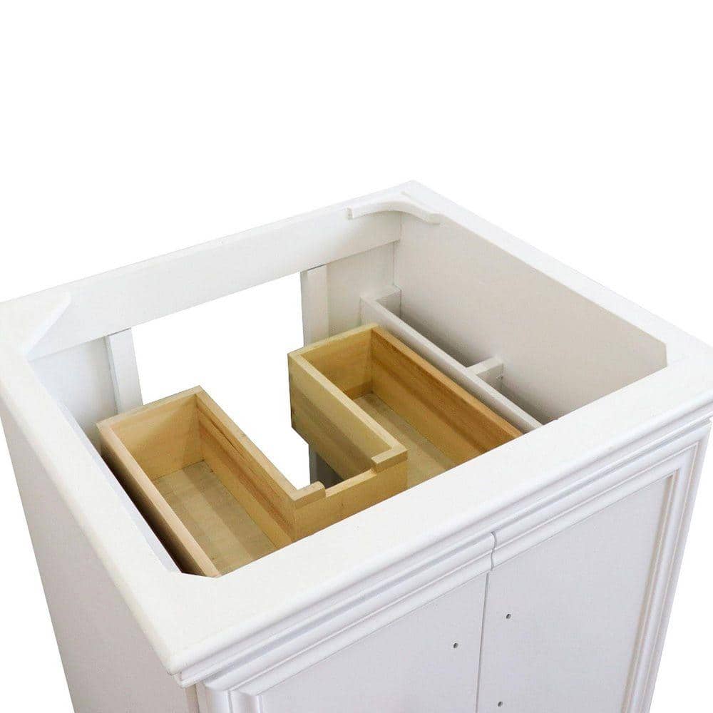 Bellaterra Home 24 in. W x 21.5 in. D Bath Vanity Cabinet without Top in White with Black Handles (2)