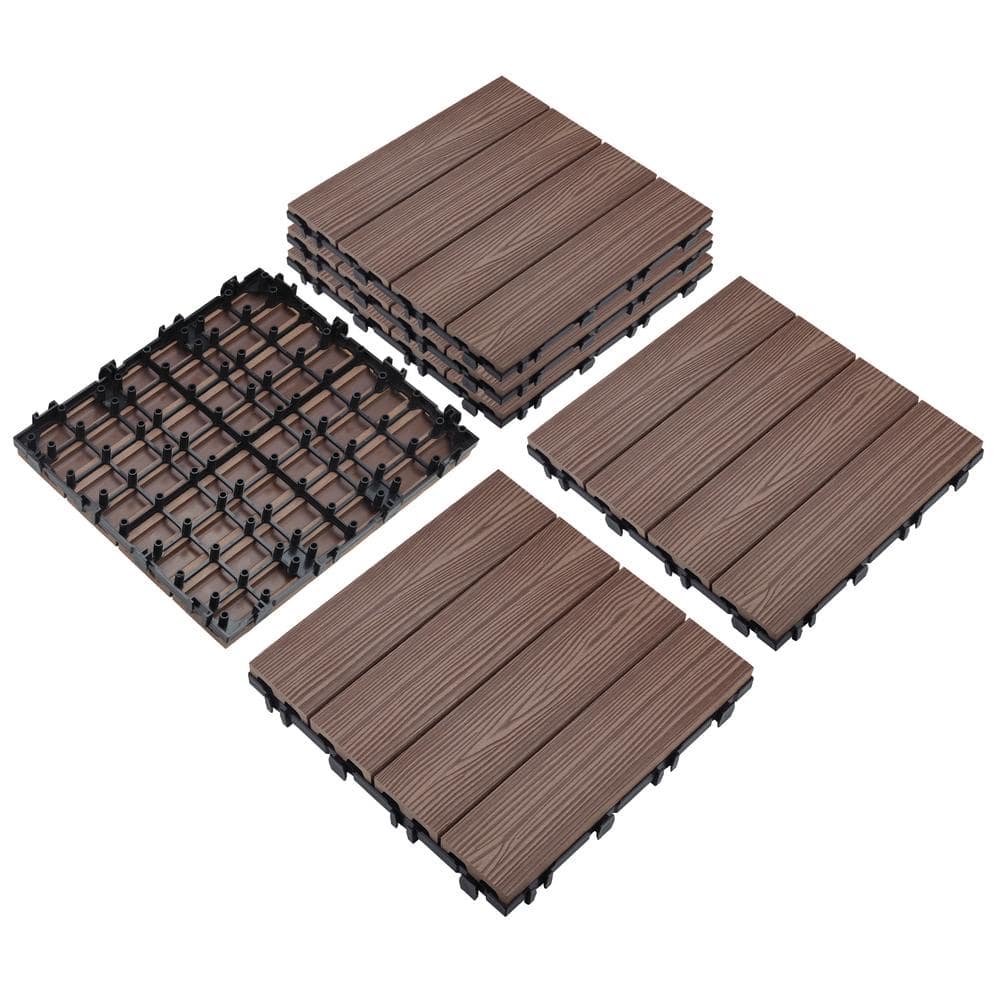 Design House Square 1 ft. x 1 ft. Wood-Plastic Composite Deck Tiles in Russet Canyon (6-Pack) (1)
