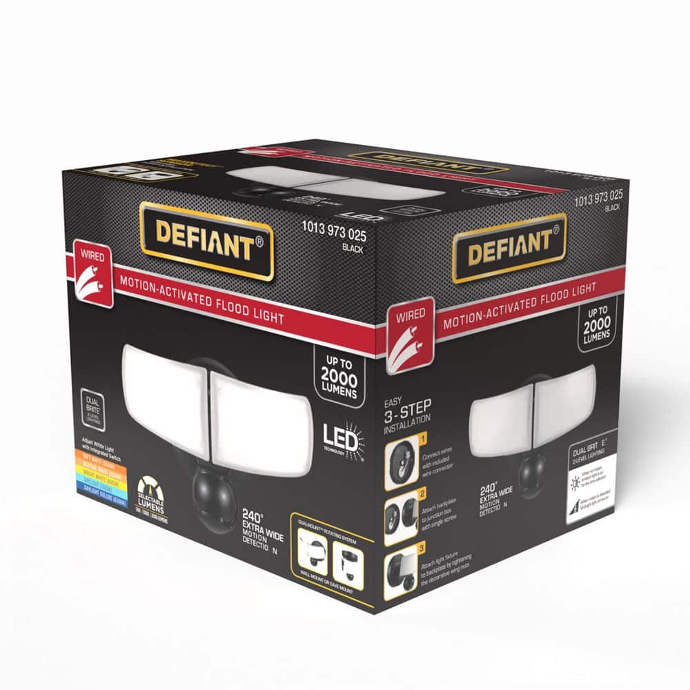 Defiant MaxDetect 240° Black Motion Sensing Wired Outdoor 2-Head LED Security Flood Light 2000 Lumens with 5CCT and DualBrite (3)