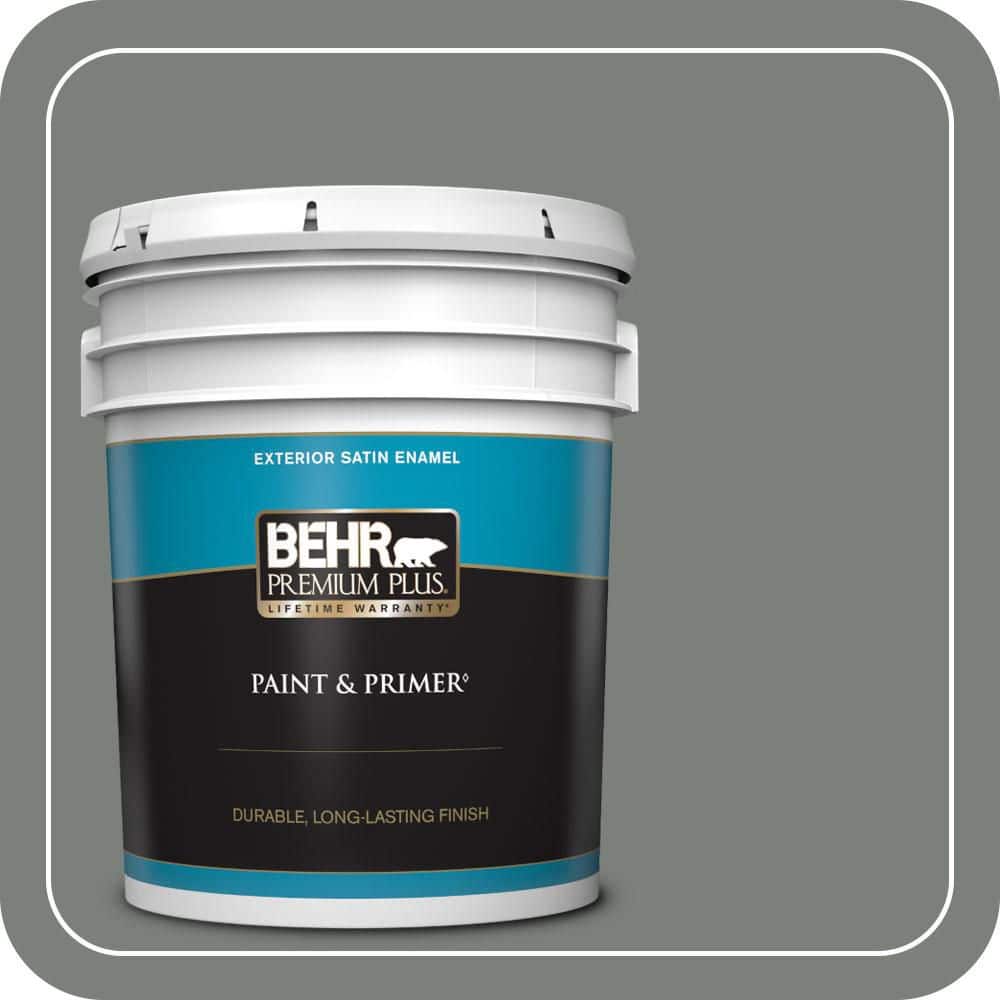 BEHR PREMIUM PLUS 5 gal. #MQ6-20 Coastal Storm Satin Enamel Exterior Paint & Primer