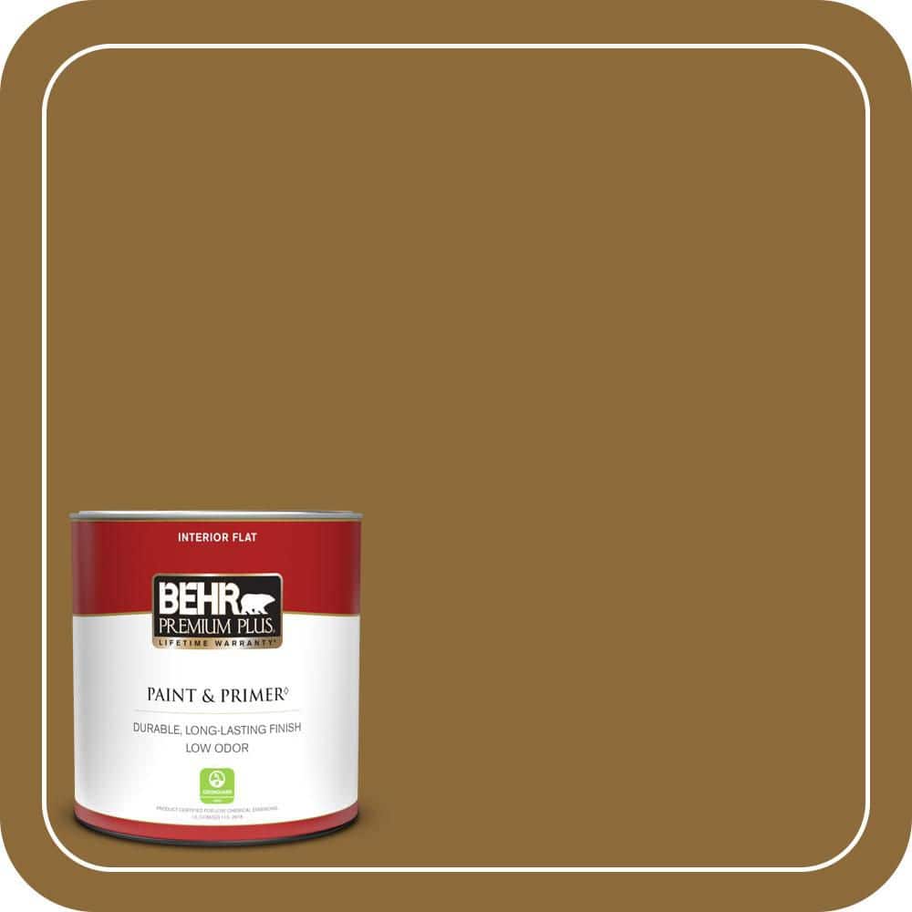 BEHR PREMIUM PLUS #310F-7 Carmel Woods Flat Low Odor & Primer (1)