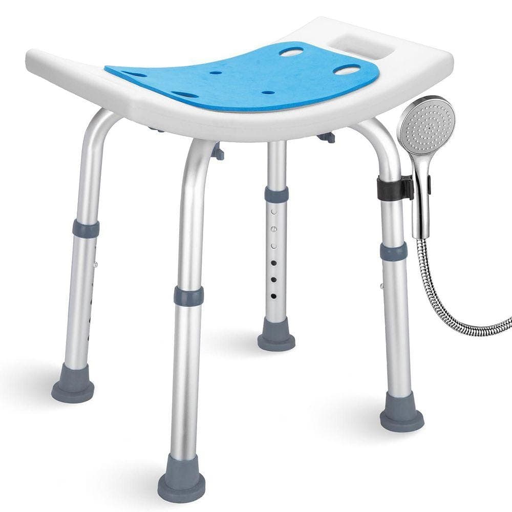 Lynzavix 24 in. W Freestanding Shower Seat with Slip-Resistant Feet Adjustable Height 350 lbs. Capacity Grey Finish
