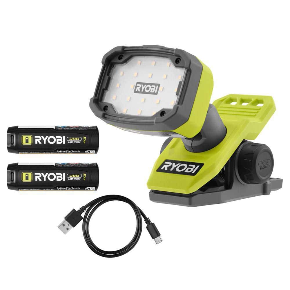 RYOBI USB Lithium Magnetic Clamp Light Kit w/ 2.0 Ah Battery, Charging Cable, & USB Lithium 2.0 Ah Rechargeable Battery (1)