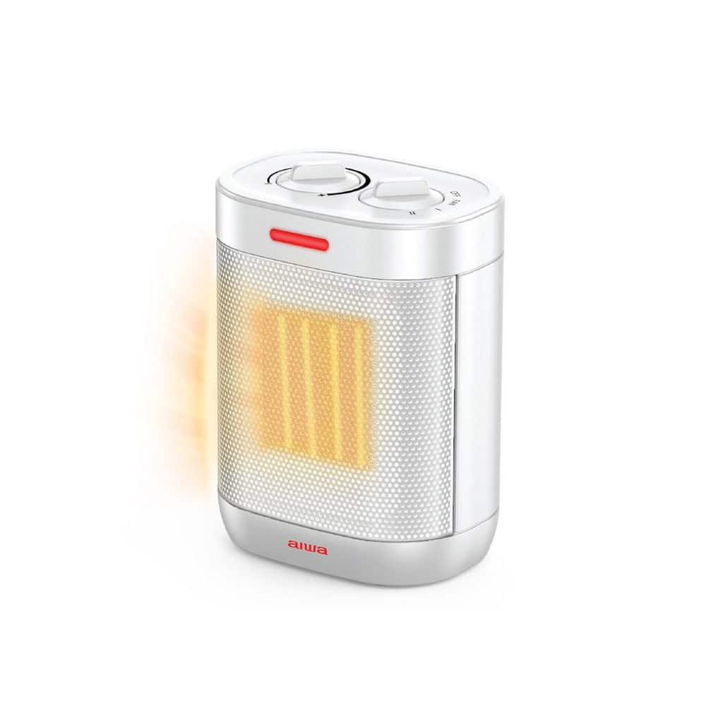 AIWA 8.2in. 1000-Watt Portable Ceramic Space Indoor Electric Heater Convection, Adjustable Overheat and Tip-Over Auto-Shutoff (2)