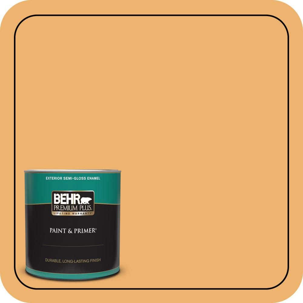 BEHR PREMIUM PLUS 1 qt. #PPU6-03 Sunburst Semi-Gloss Enamel Exterior Paint & Primer