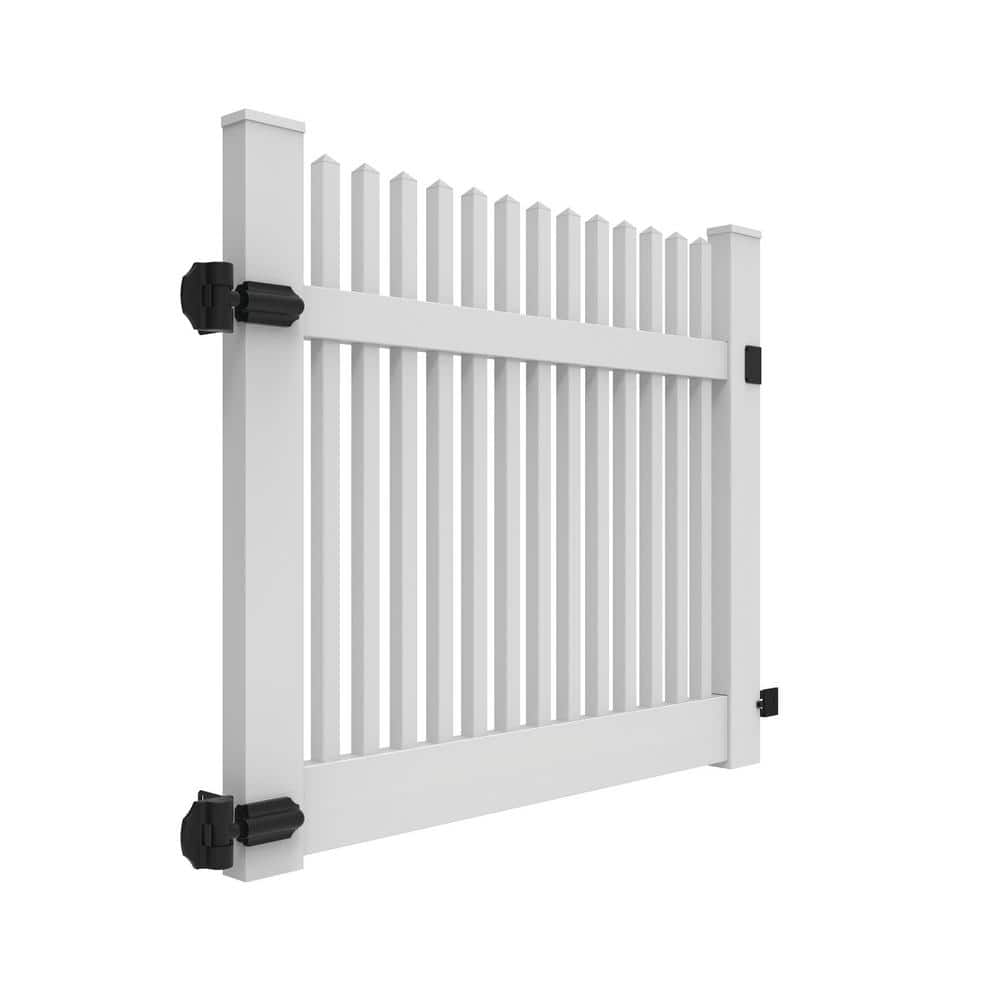 Barrette Outdoor Living Yukon Straight 5 ft. W x 4 ft. H White Vinyl Un-Assembled Fence Gate (2)