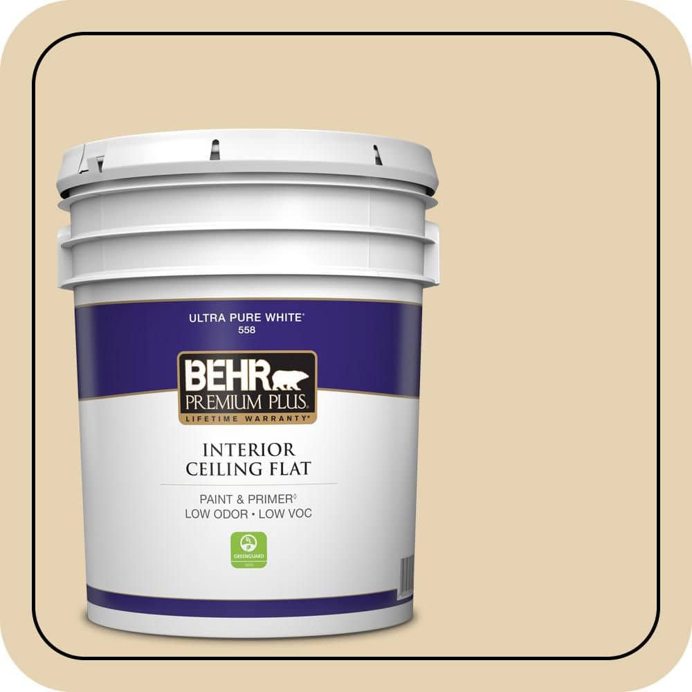 BEHR PREMIUM PLUS 5 gal. #S310-2 Journal White Ceiling Flat Interior Paint & Primer (1)