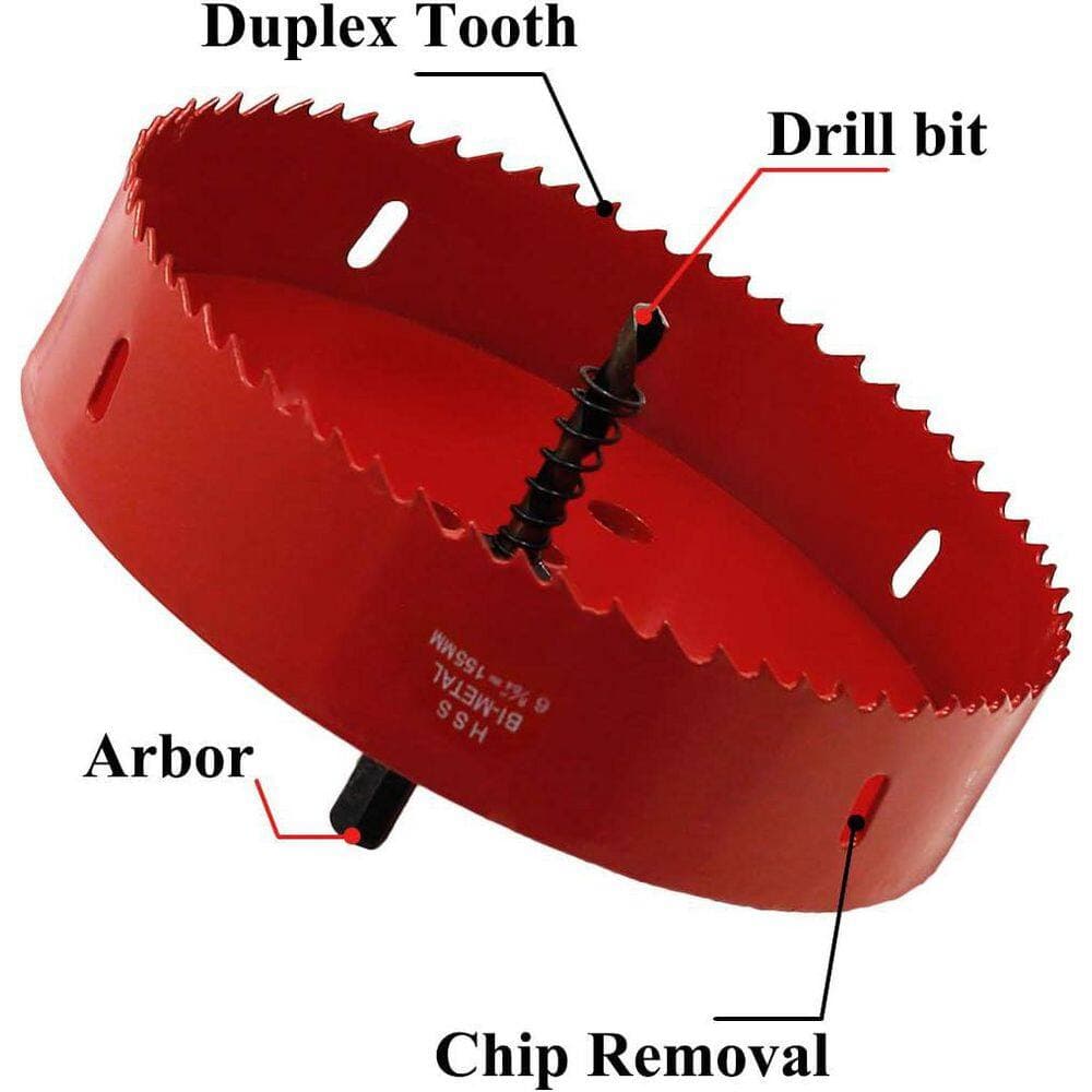 Unbranded 6.1 in. Bi-Metal Hole Saw Corn Hole Cutter for Cornhole Boards Drywall Plastic Wood Fiberboard Red (2)
