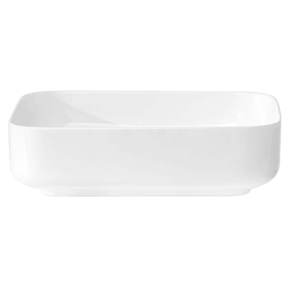 Tahanbath White Ceramic Rectangular Vessel Bathroom Sink 20 in. x 15 in. (1)