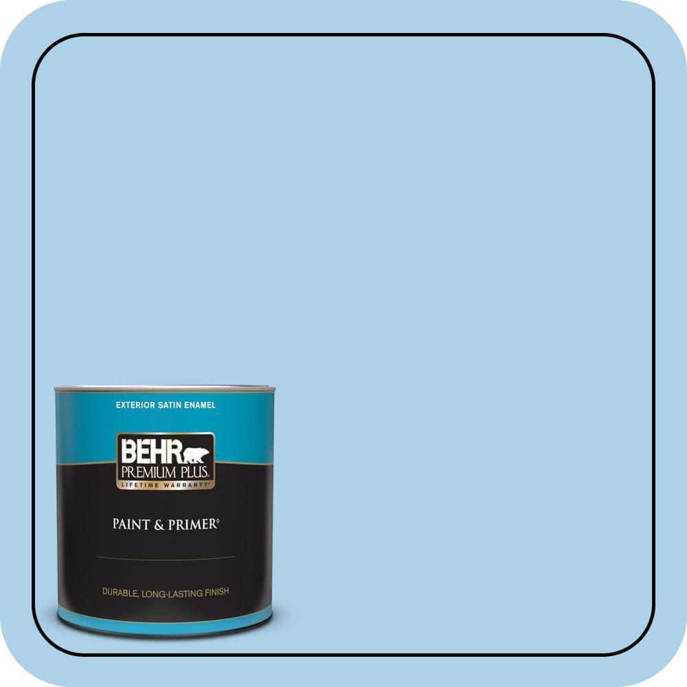 BEHR PREMIUM PLUS 1 qt. #560A-3 Utah Sky Satin Enamel Exterior Paint & Primer