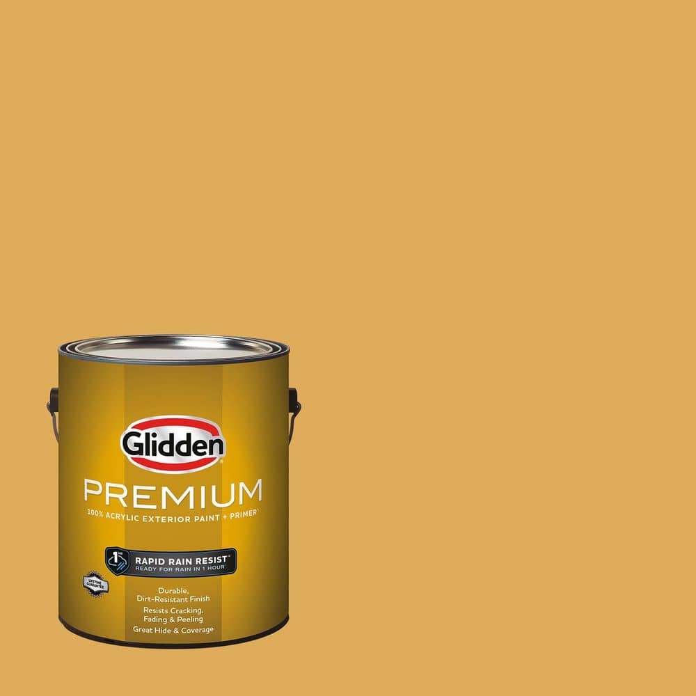 Glidden Premium 1 gal. Brown Mustard PPG1208-5 Semi-Gloss Exterior Latex Paint