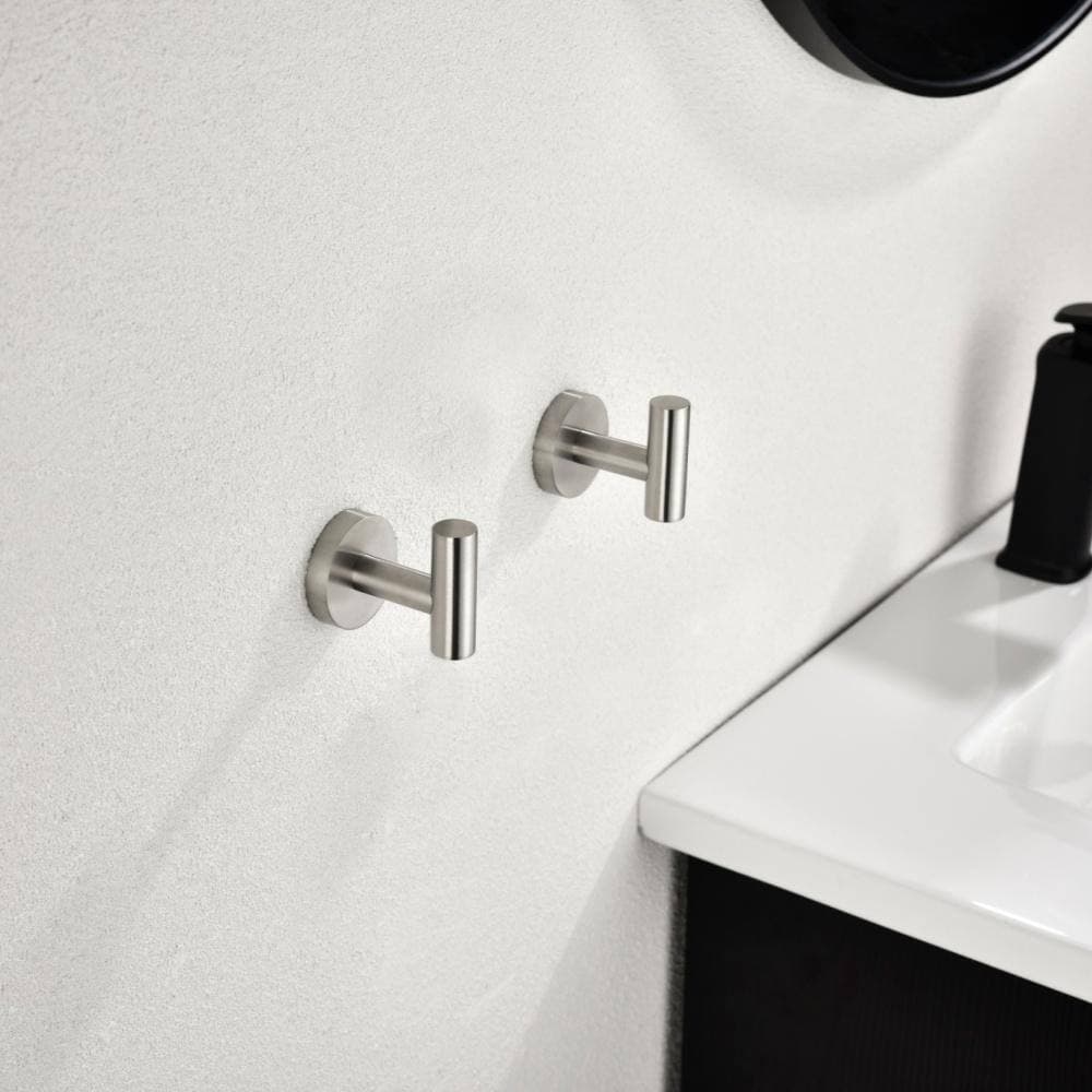 Unbranded Brushed Nickel 6-Pack Wall-Mounted Stainless Steel Bathroom Towel Hooks for Bathroom (2)