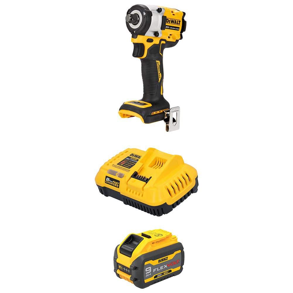 DEWALT ATOMIC 20V MAX Lithium-Ion Cordless Brushless 1/2 in. Impact Wrench with 20V/60V MAX flexvolt 9 Ah Battery and Charger (1)