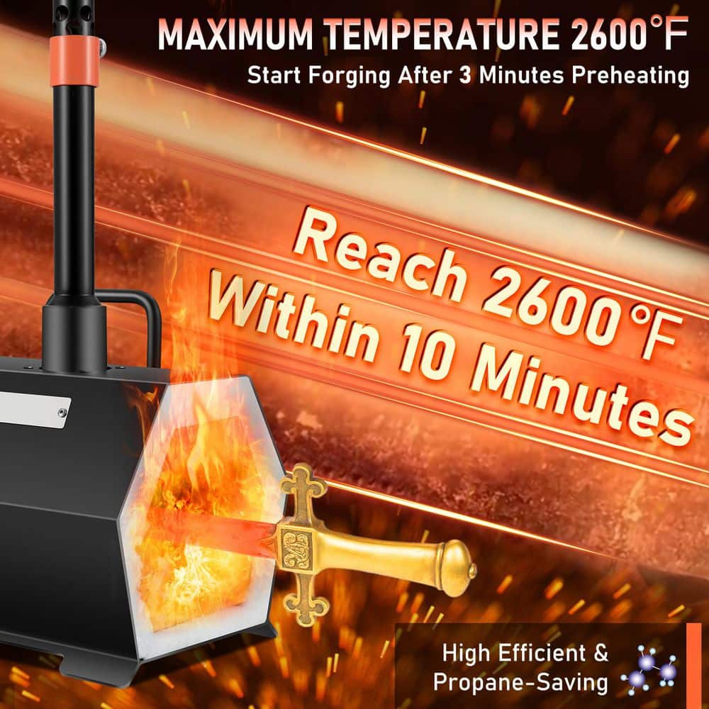 SKYSHALO Propane Forge Portable Single Burner Tool and Knife Making Large Capacity Blacksmith Farrier Forges Furnace Natural Gas (3)