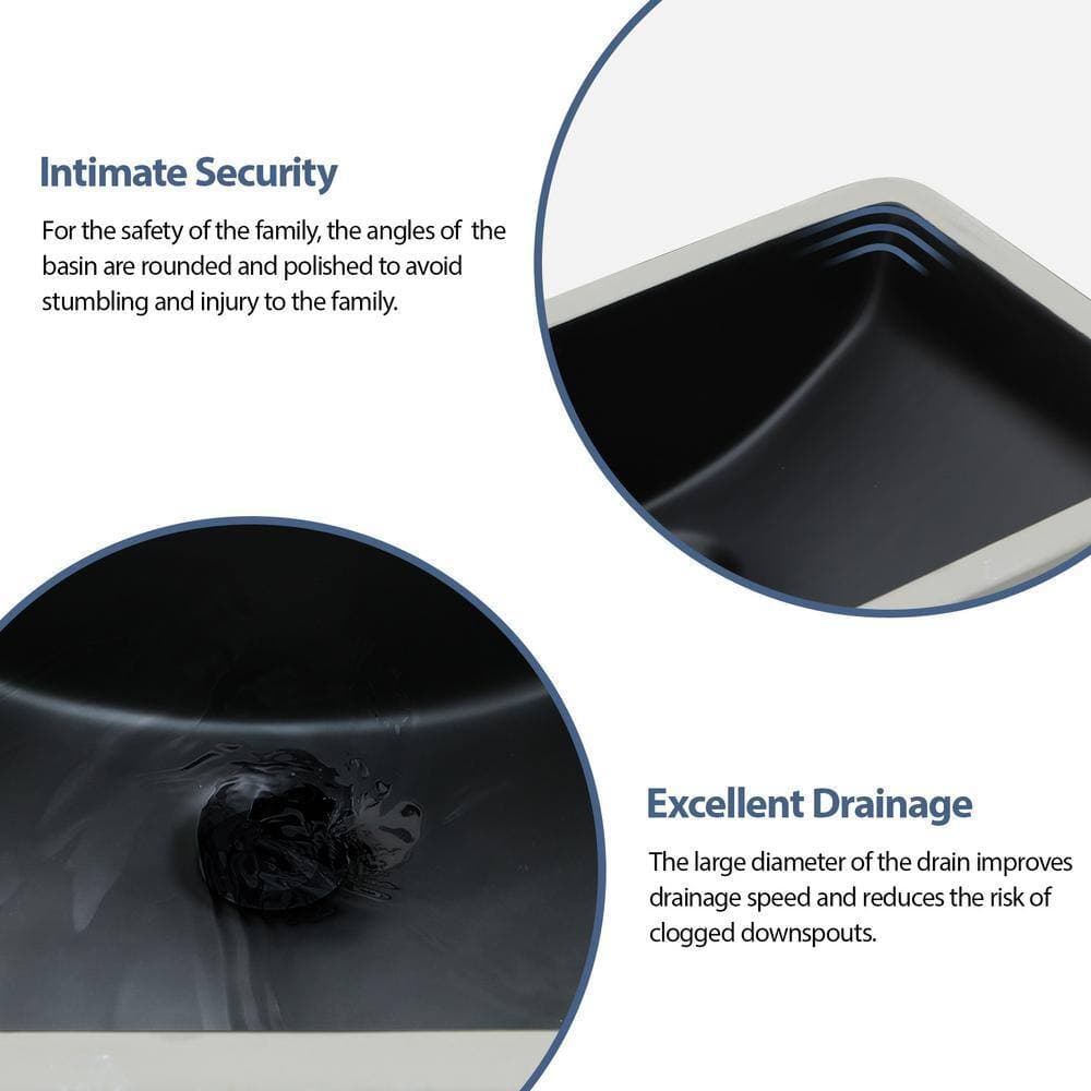 LORDEAR 21 in. Black Undermount Rectangular Bathroom Ceramic Sink (3)