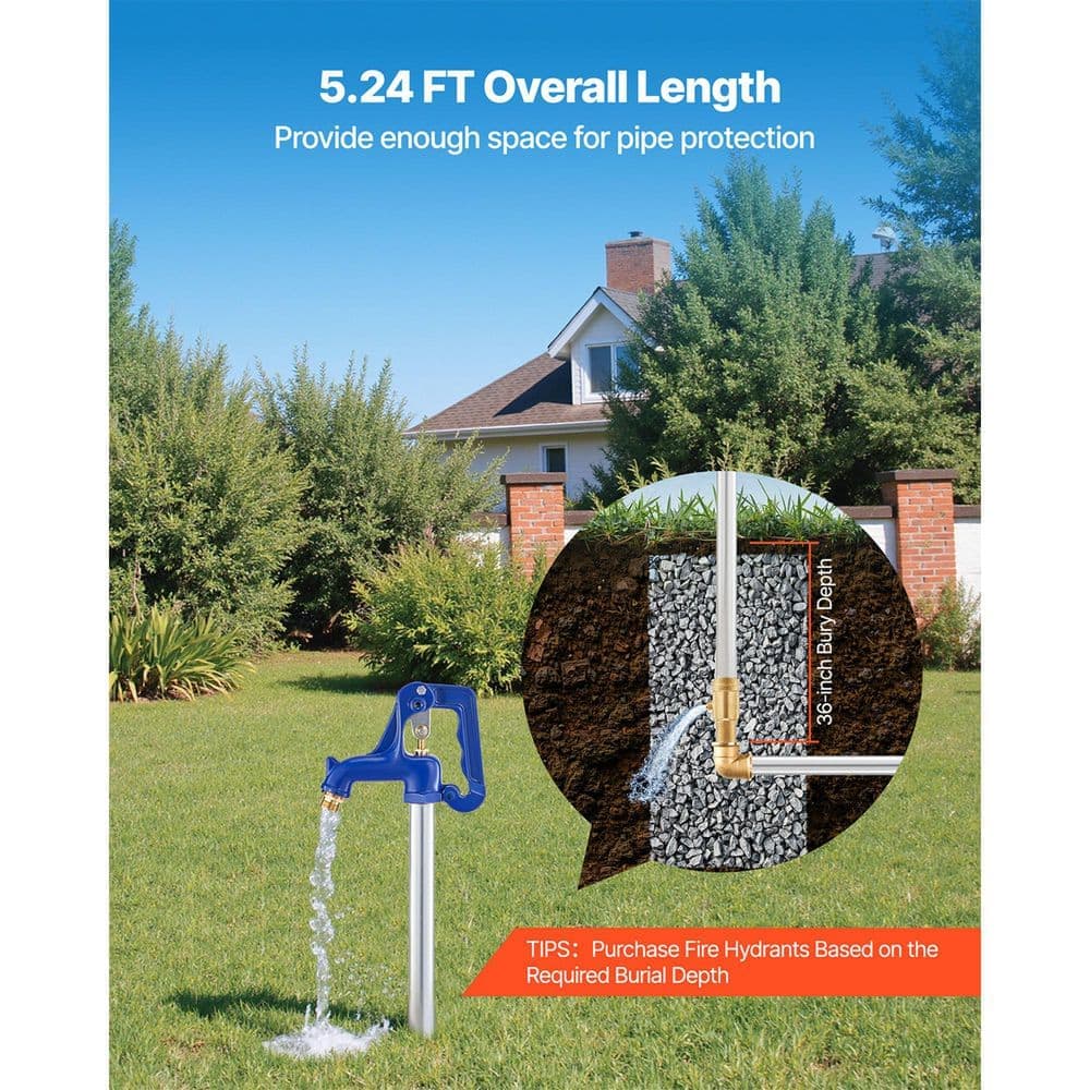 SKYSHALO Frost Proof Yard Hydrant, 5.24 ft. Freeze-Proof Outdoor Faucet with 36 in. Bury Depth, 3/4 in. NPT Pipe Connection Yard (2)