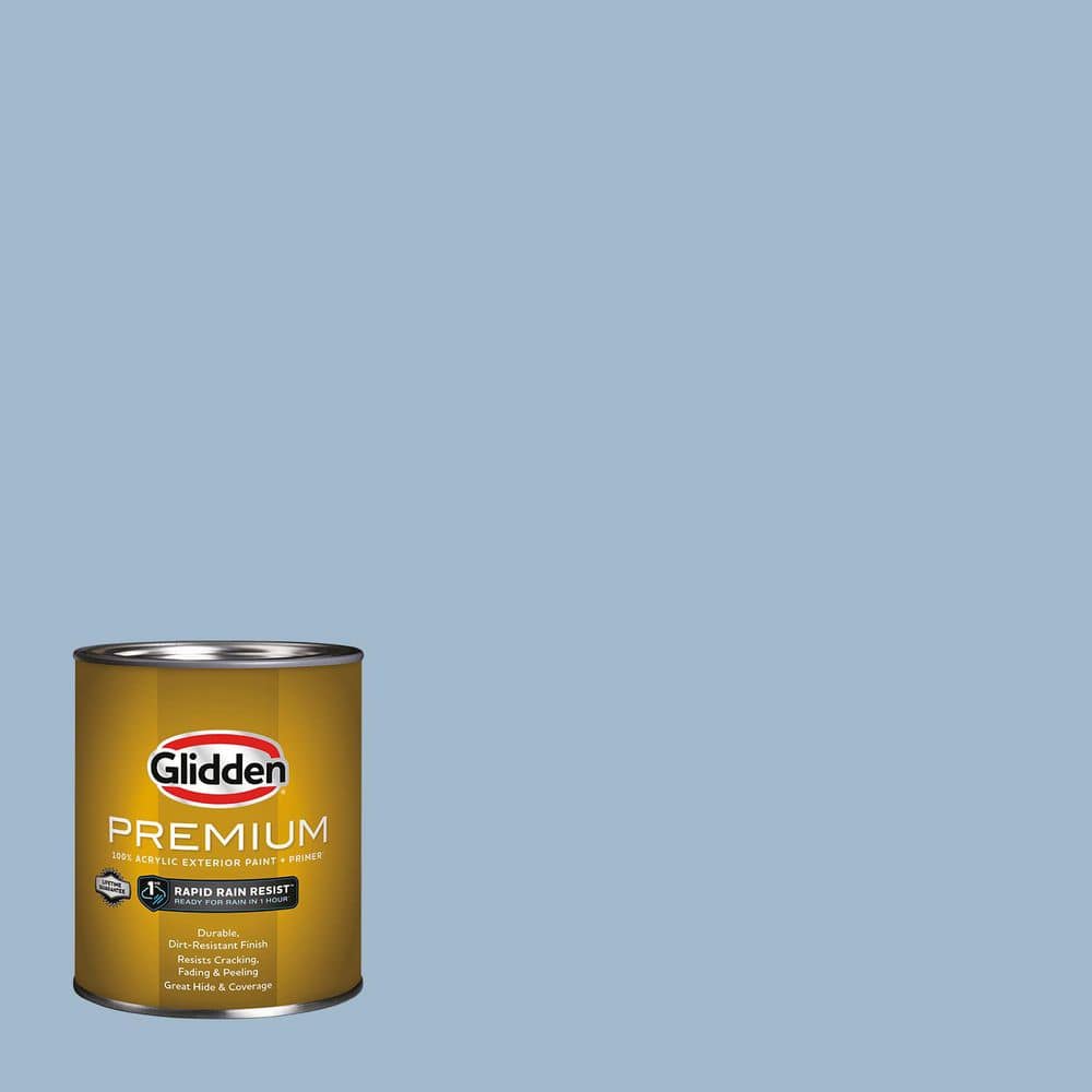 Glidden Premium 1 qt. #PPG1156-3 Always Blue Satin Exterior Latex Paint
