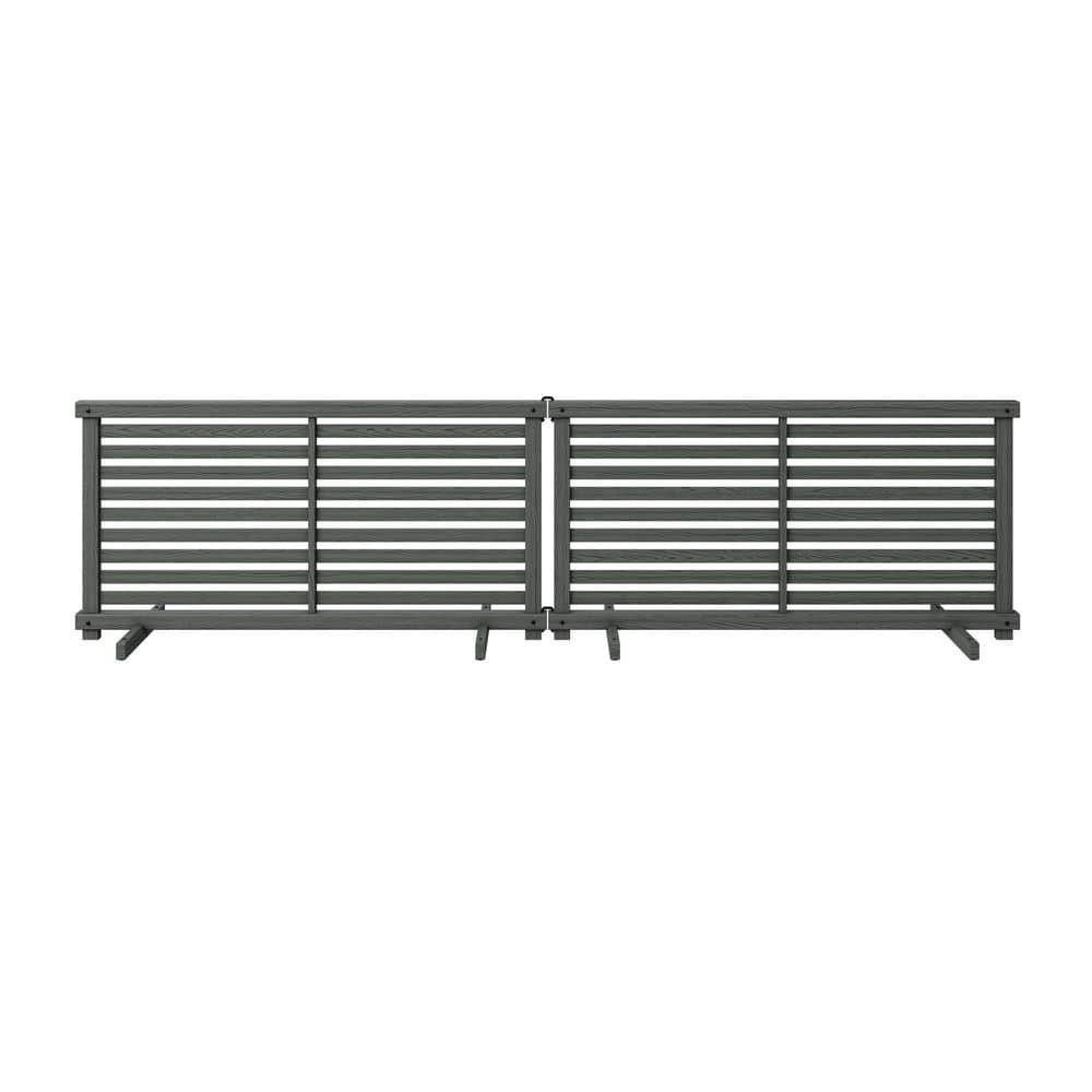 Zippity Outdoor Products Portable Puppy 1.9 ft. H x 3.6 ft. W Slatted Panel Flat-Top WoodTek Vinyl Charcoal Color Fence Kit (2-Pack) (1)