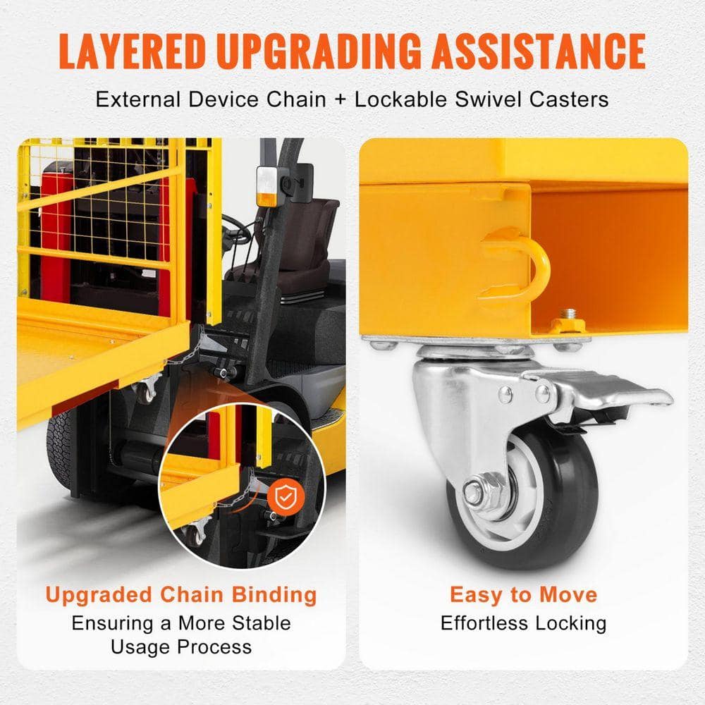 Huluwat 1200 lb. Hand Truck Forklift Platform with Lockable Swivel Wheels, Drain Hole, Device Chain, Holds 1 to 2 Adults (3)