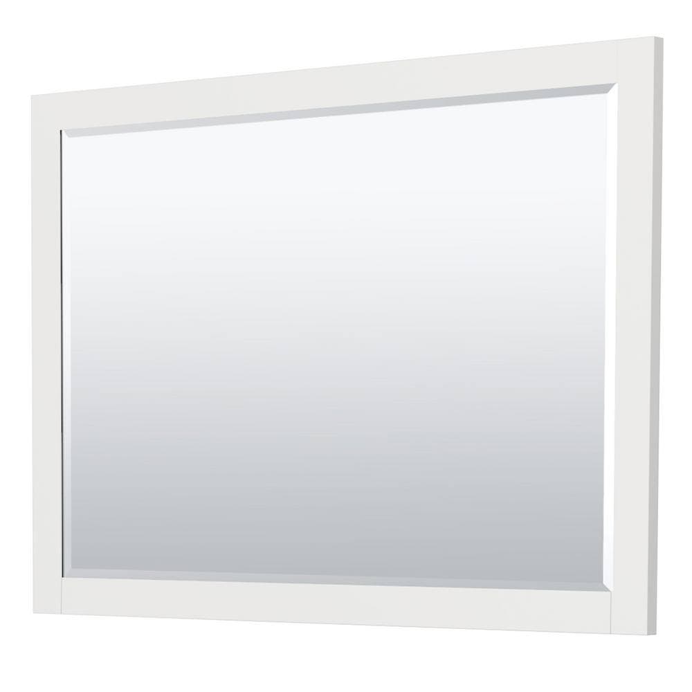 Wyndham Collection Miranda 53.25 in. W x 21.75 in. D x 33 in. H Single Sink Bath Vanity Cabinet without Top in White with 46 in. Mirror (3)